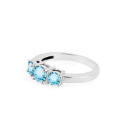 Blue Topaz Gemstone Solid 14k White Gold Ring