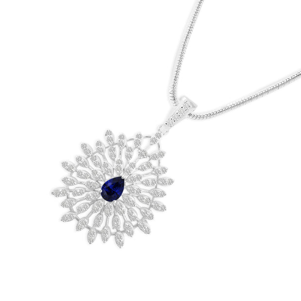 Blue Sapphire Gemstone Solid 925 Sterling Silver Pendant