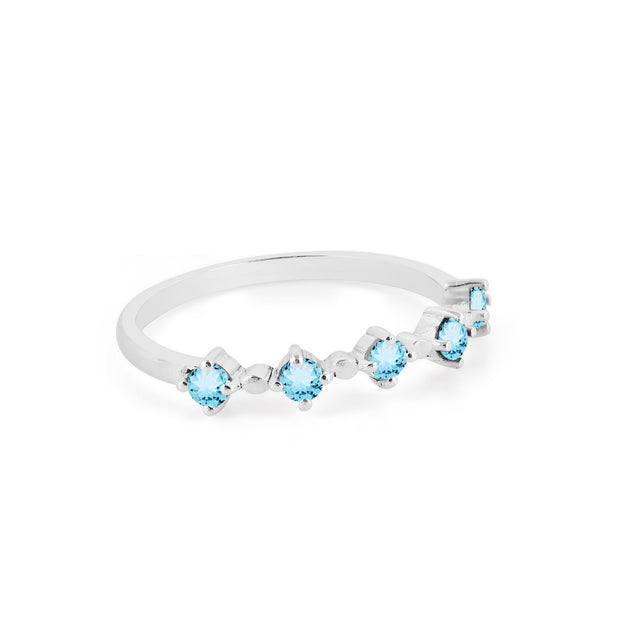 Blue Topaz Gemstone Solid 14k White Gold Ring