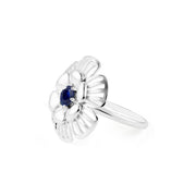 Blue Sapphire Gemstone Solid 14k White Gold Ring
