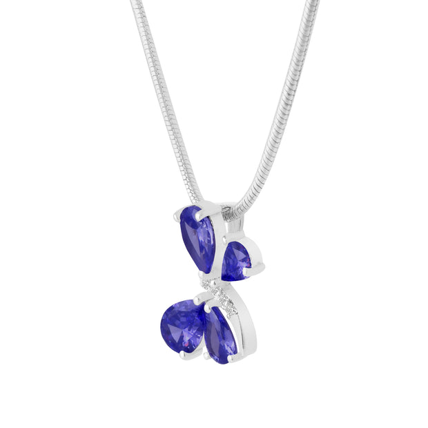 Blue Sapphire Gemstone & Diamond Solid 925 Sterling Silver Pendant