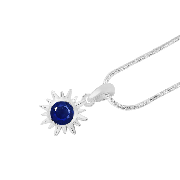 Blue Sapphire Gemstone Solid 925 Sterling Silver Pendant
