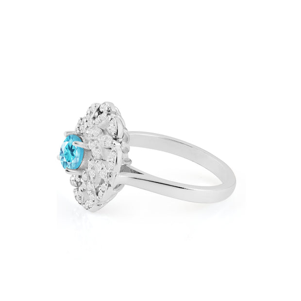 Blue Topaz Gemstone Solid 925 Sterling Silver Ring