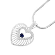 Blue Sapphire Gemstone & Diamond Solid 925 Sterling Silver Pendant