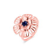 Blue Sapphire Gemstone Solid 14k Rose Gold Ring