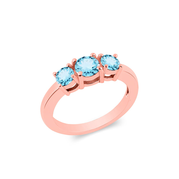 Blue Topaz Gemstone Solid 14k Rose Gold Ring
