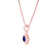 Blue Sapphire Gemstone Solid 14k Rose Gold Pendant