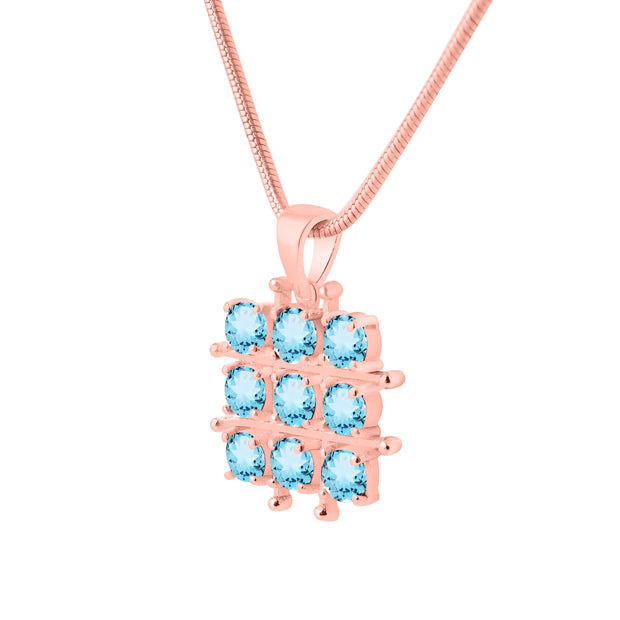 Blue Topaz Gemstone Solid 14k Rose Gold Pendant