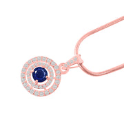 Blue Sapphire Gemstone Solid 14k Rose Gold Pendant