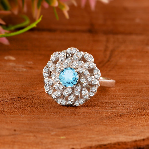 Blue Topaz Gemstone Solid 925 Sterling Silver Ring