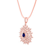 Blue Sapphire Gemstone Solid 14k Rose Gold Pendant