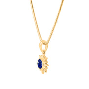 Blue Sapphire Gemstone Solid 14k Yellow Gold Pendant