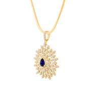 Blue Sapphire Gemstone Solid 14k Yellow Gold Pendant
