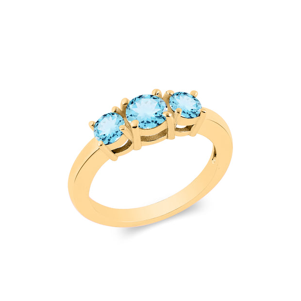 Blue Topaz Gemstone Solid 14k Yellow Gold Ring