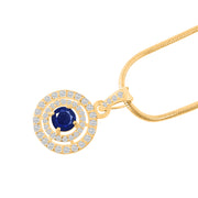 Blue Sapphire Gemstone Solid 14k Yellow Gold Pendant