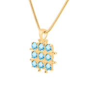 Blue Topaz Gemstone Solid 14k Yellow Gold Pendant
