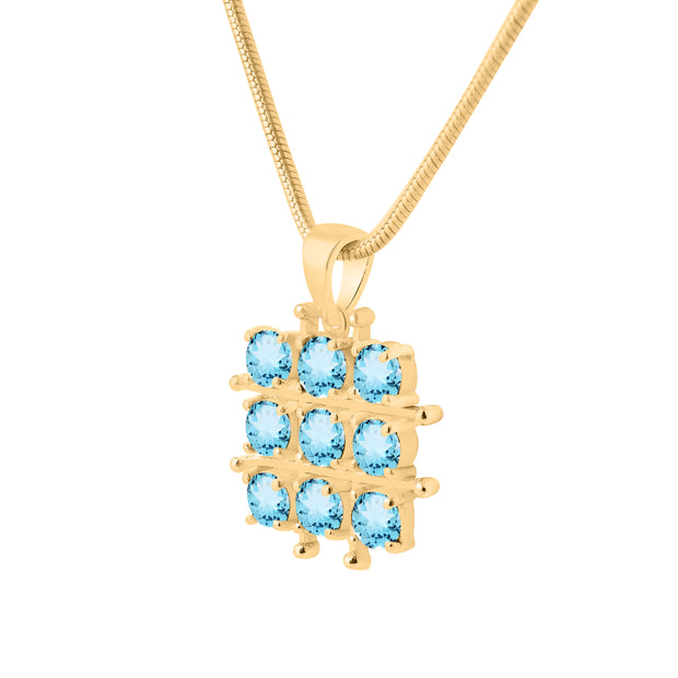 Blue Topaz Gemstone Solid 14k Yellow Gold Pendant