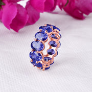 Blue Sapphire Gemstone Solid 14k Rose Gold Ring