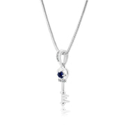 Blue Sapphire Gemstone & Diamond Solid 925 Sterling Silver Pendant