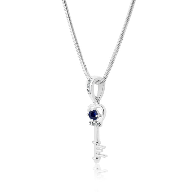 Blue Sapphire Gemstone & Diamond Solid 925 Sterling Silver Pendant