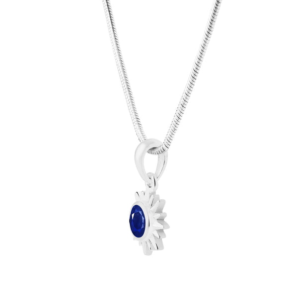 Blue Sapphire Gemstone Solid 925 Sterling Silver Pendant