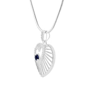 Blue Sapphire Gemstone & Diamond Solid 925 Sterling Silver Pendant