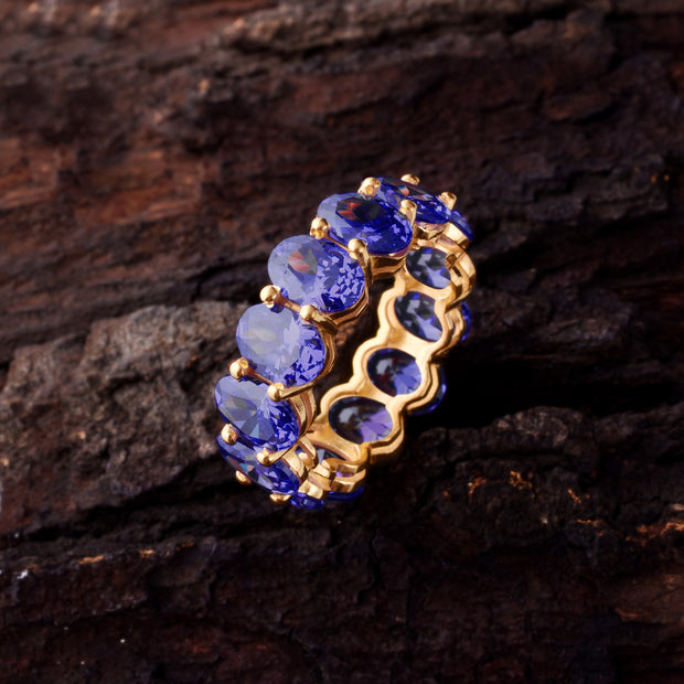 Blue Sapphire Gemstone Solid 14k Yellow Gold Ring