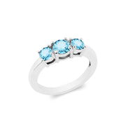 Blue Topaz Gemstone Solid 14k White Gold Ring