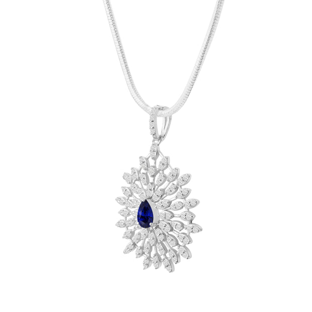 Blue Sapphire Gemstone Solid 925 Sterling Silver Pendant