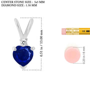 Blue Sapphire Gemstone & Diamond Solid 925 Sterling Silver Pendant