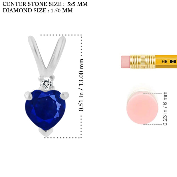 Blue Sapphire Gemstone & Diamond Solid 925 Sterling Silver Pendant