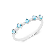 Blue Topaz Gemstone Solid 14k White Gold Ring