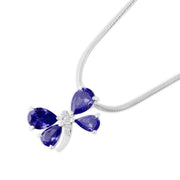 Blue Sapphire Gemstone & Diamond Solid 925 Sterling Silver Pendant
