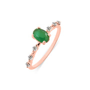 Emerald & Diamond Gemstone Solid 14k Rose Gold Ring