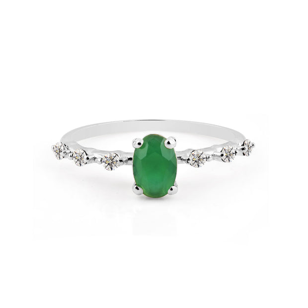 Emerald Gemstone Solid 925 Sterling Silver Ring
