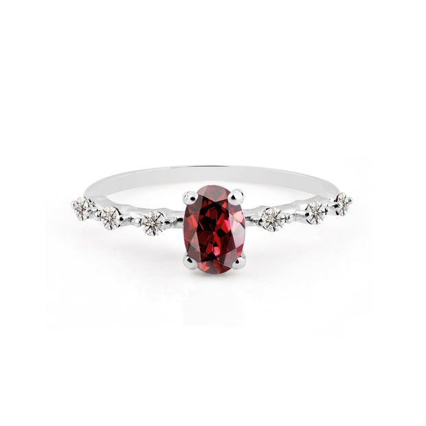 Garnet Gemstone Solid 925 Sterling Silver Ring