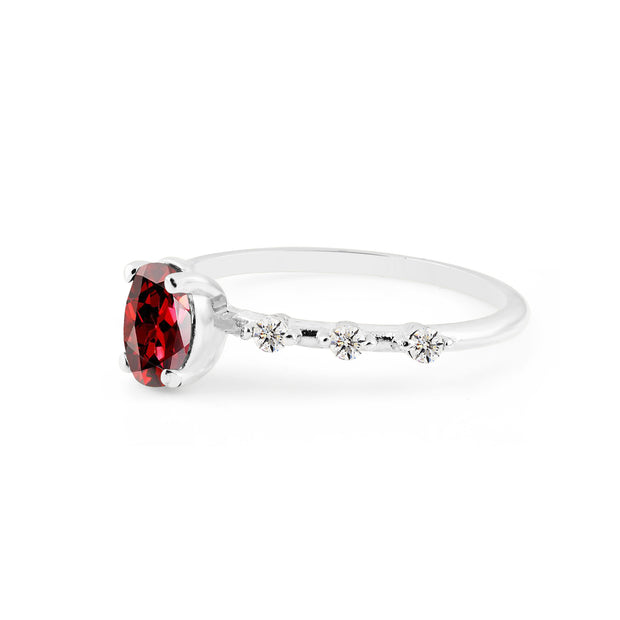 Garnet Gemstone Solid 925 Sterling Silver Ring