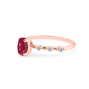 Ruby & Diamond Gemstone Solid 14k Rose Gold Ring