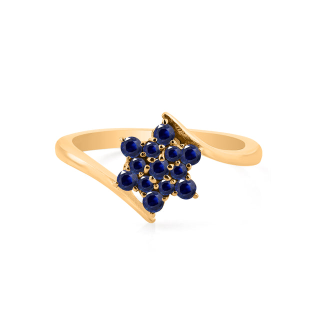 Blue Sapphire Gemstone Solid 14k Yellow Gold Ring