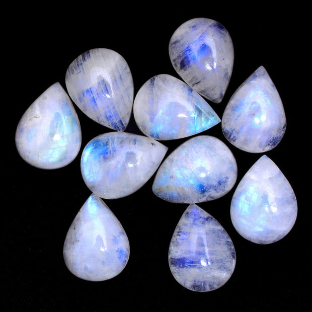 Natural Moonstone 10x8 MM Pear Cabochon Loose Gemstone