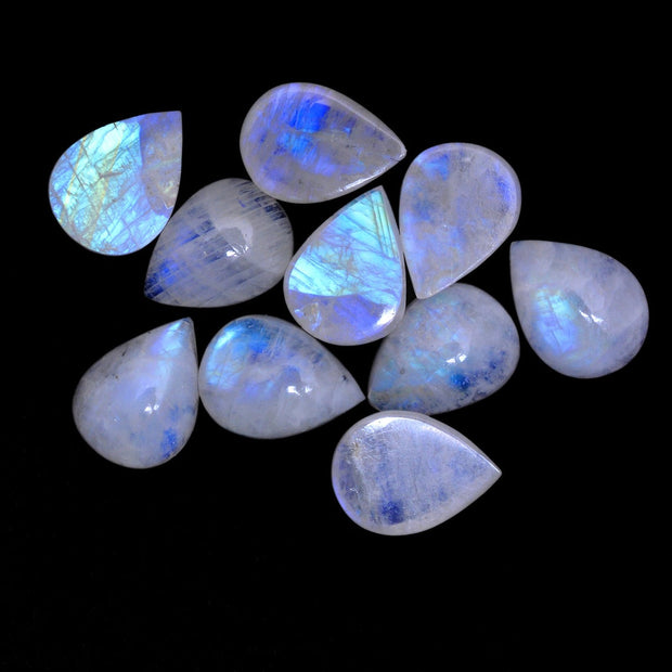 Natural Moonstone 10x8 MM Pear Cabochon Loose Gemstone
