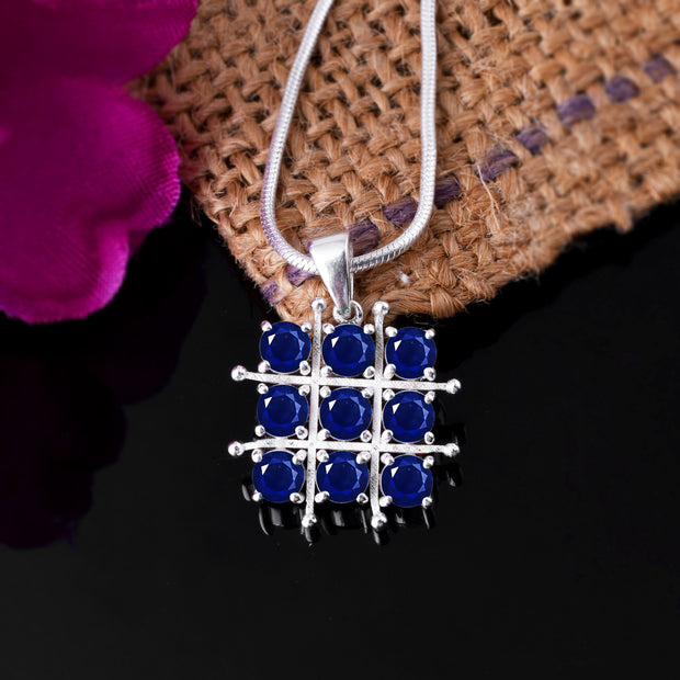 Blue Sapphire Gemstone Solid 925 Sterling Silver Pendant