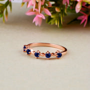 Blue Sapphire Gemstone Solid 14k Rose Gold Ring
