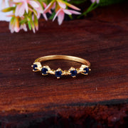 Blue Sapphire Gemstone Solid 14k Yellow Gold Ring