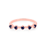 Blue Sapphire Gemstone Solid 14k Rose Gold Ring