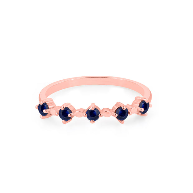 Blue Sapphire Gemstone Solid 14k Rose Gold Ring