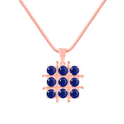 Blue Sapphire Gemstone Solid 14k Rose Gold Pendant