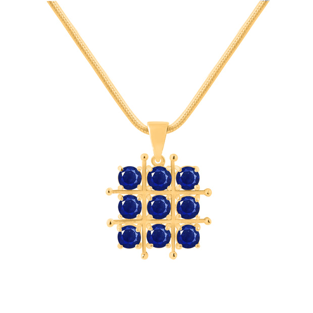 Blue Sapphire Gemstone Solid 14k Yellow Gold Pendant