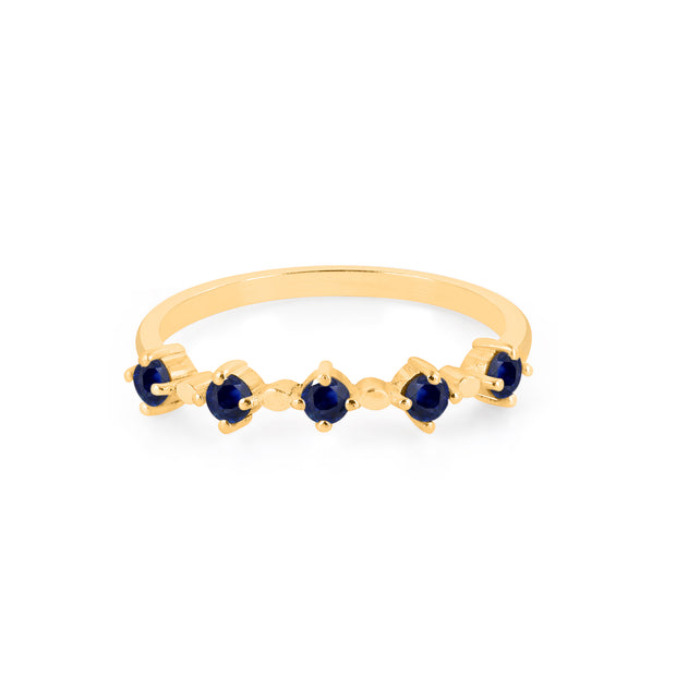 Blue Sapphire Gemstone Solid 14k Yellow Gold Ring