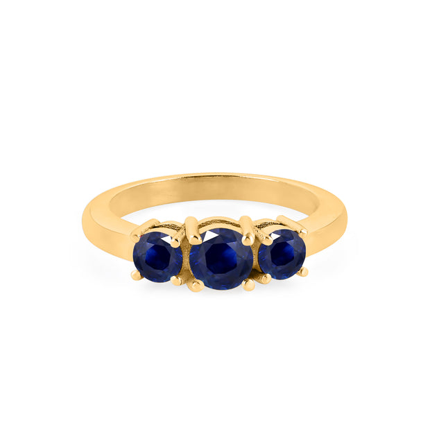 Blue Sapphire Gemstone Solid 14k Yellow Gold Ring
